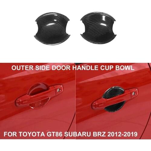 2pcs/set Car Styling Real Carbon Fiber Outer Door Handle Side Cup Bowl Cover Sticker Trim For Toyota GT86 Subaru BRZ 2012-2019