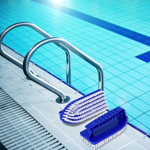 2pcs Portable Swimming Pool Cleaning Brush Duty Cleaner Broom Bent Tool Portable Waterline Scrubber Wall Cleaning Brush