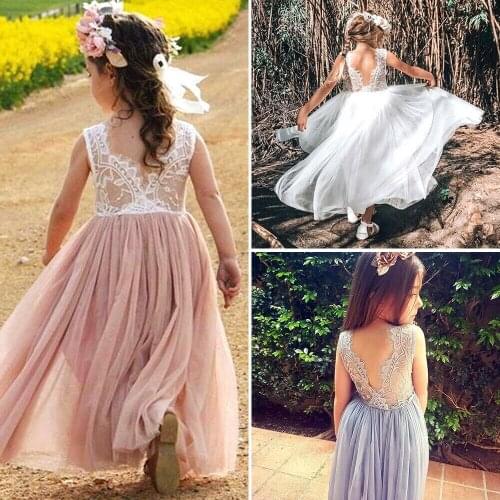 2020 New Fashion Toddler Kid Baby Girl Flower Dress Lace Tutu Party Bridesmaid Pageant Dresses