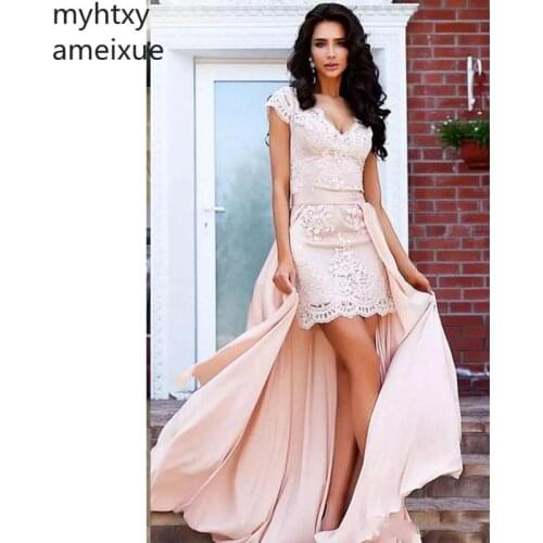 2020 New Sexy Arrival Myhtxyameixue Formal Evening Court Train Short Floor-length Chiffon Natural Regular Backles Robe De Soiree