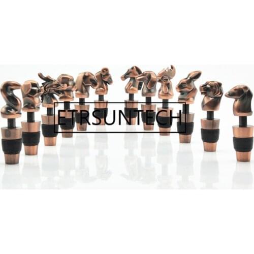 48pcs Wine Stopper Chinese Zodiac Zinc Alloy Bar Tool Bottle Reusable Wine Plug Cap Wine Beverage Bottle Saver Stopper Cork Gift