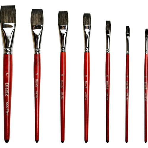 666Flat High Quality Squirrel Mix Hair Wooden Handle Watercolor Acrylic Oil Artist Art Supplies Paint Brush