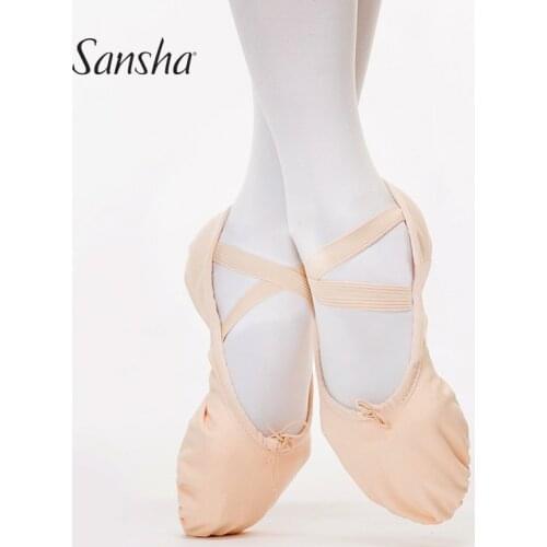 Sansha Adult Professional Ballet Shoes Durable Canvas Split Suede Sole Ballet Slippers for Lady Men Girl Dance Shoes NO.8C