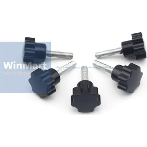 Free Shipping 3pcs/LOT M12*63mm Male Thread Seven star Shaped Head Star Knob Grips Clamping Screw Knob