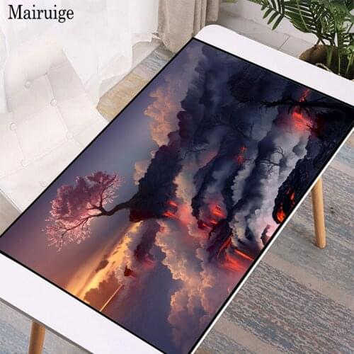 Large Office Home Pink Tree Landscape Computer Desk Mat Keyboard Anime Mouse Pad XL Lockedge Laptop Desk Mat Gaming Accessories