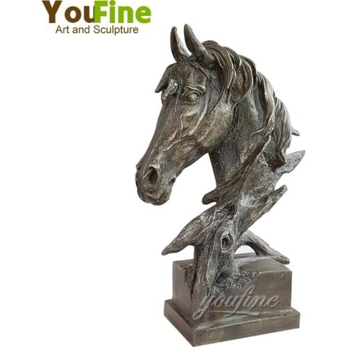 37cm Bronze Horse Sculpture Horse Head Statue Animal Bust Sculpture Abstract Antique Sculpture Home Decoration Ornament Carfts