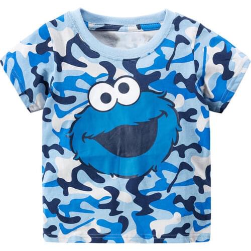 Jumping Meters Sesame Street Elmo Print Baby Boys Tees 2018 Brand Summer Clothes Kids T-shirts Clothing Children Short Sleeve
