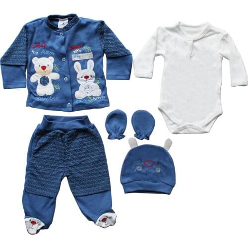 Catch Leaves 5 Piece Baby Suit-Navy Blue