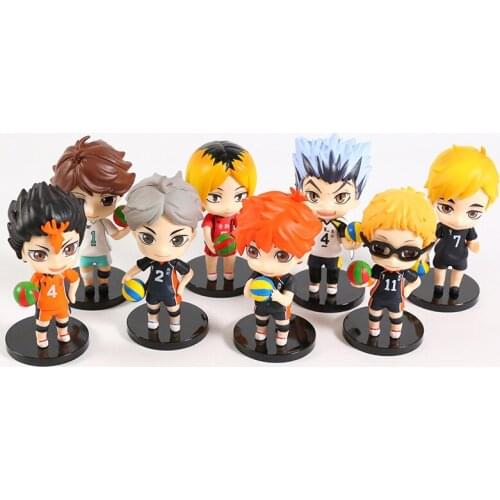 Haikyuu!! Tobio Kageyama Shoyo Hinata Yu Tsukishima Sugawara Koushi Oikawa Tooru Kenma Kozume PVC Figures Cute Toys 8pcs/set