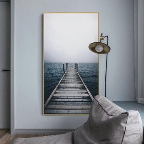 Canvas Painting Nordic Coastal Bridge Sea Landscape Canvas Poster Wall Art Print Seascape Decoration Pictures Home Decor