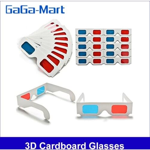4/20/50/100PCS 3D Cardboard Glasses Red & Cyan Anaglyph White Card Glasses for 3D Viewing