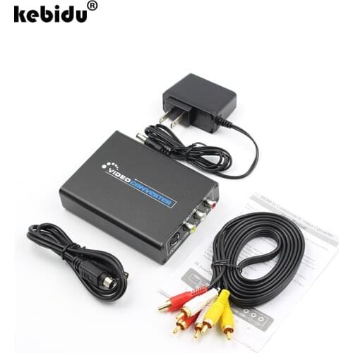 Kebidu HDMI to Composite 3RCA AV S-Video R/L Audio video Converter Adapter For Upscaler Support 720P/1080P & RCA/S-video Cable