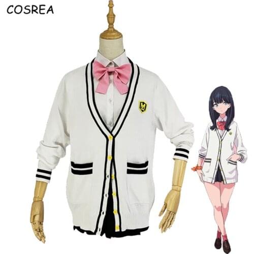 Girls Anime SSSS.GRIDMAN Cosplay Costumes Takarada Rikka Uniform Sweater Shirt Suits Wig Halloween Costumes for Women Outfit