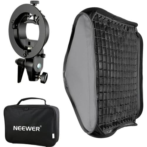 Neewer 32x32 inches Bowens Mount Softbox+Grid+S-type Flash Bracket for Nikon SB-600/800/900/910/Canon380EX/430EX II/550EX etc