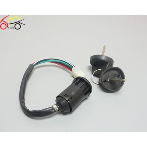 Copper Cylinder Motorcycle 4 Wire Ignition Switch Lock with Key ATV Dirt Bike 90cc 110cc 125cc 200cc 250cc