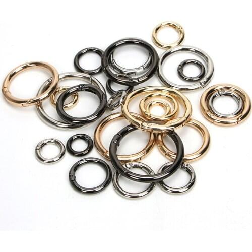 12Pcs 20-60mm Metal Open Loop Round O Ring Spring Buckle DIY Keyring Leather Bag Hardware Clasp Accessories Hook Pet Chain Snap
