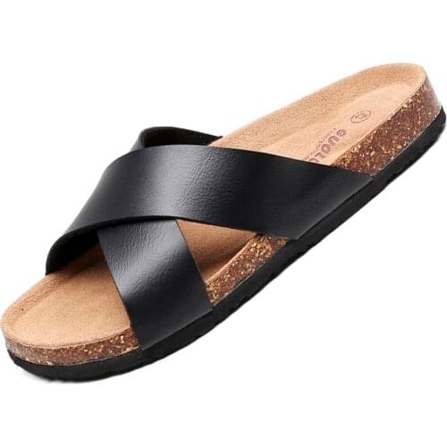Mens Slippers 2021 New Summer Cork Fashion Cross Belt Wear Beach Shoes Couple Slippers