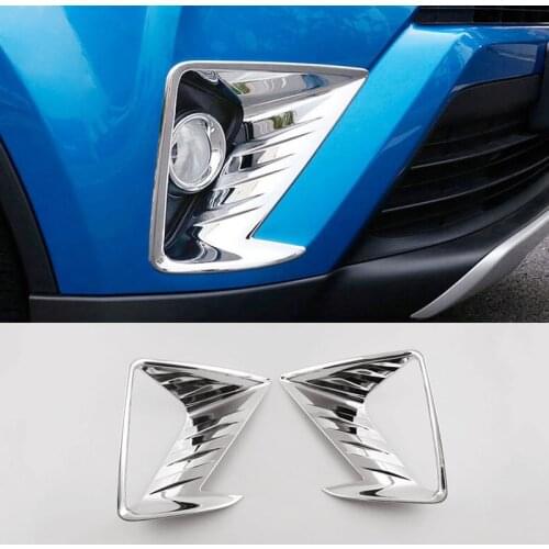 ABS Chrome Front Fog Light Head Lamp Cover Trim Bezel For Toyota Rav4 2017 2018 Decorative Accessories