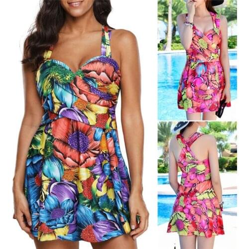 2019 New Two-piece Swimsuit Women Vintage Swimwear Tankini Set High Waist Short Padded Bathing Suits Boyshort Large Size 5XL