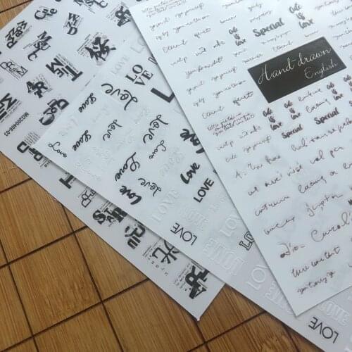 Newest WG413-01 lettering design nail art sticker decal stamping back gule DIY nail decoration tools