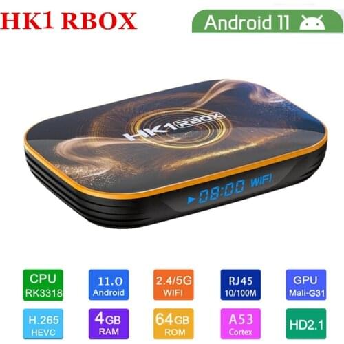 HK1 RBOX R1 TV Box Smart Android tv Box 4GB 32G 64G 128G Dual WiFi BT4.0 Rockchip RK3318 4K HDR Media Android 10 Set Top Box