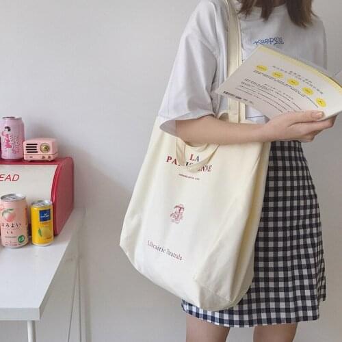 Extra Large Women Canvas Shoulder Bags Parisian Reusable Grocery Bag Eco Friendly Cloth Shopping Bags Handbag Tote For Ladies