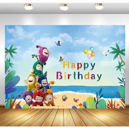Oddbods Backdrop Ocean Beach Colorful Graffiti Baby Shower Happy Birthday Party Photo Background Booths Studio Banner