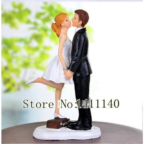 Kissing couple wedding cake topper bride and groom wedding cake topper figurines with free shipping