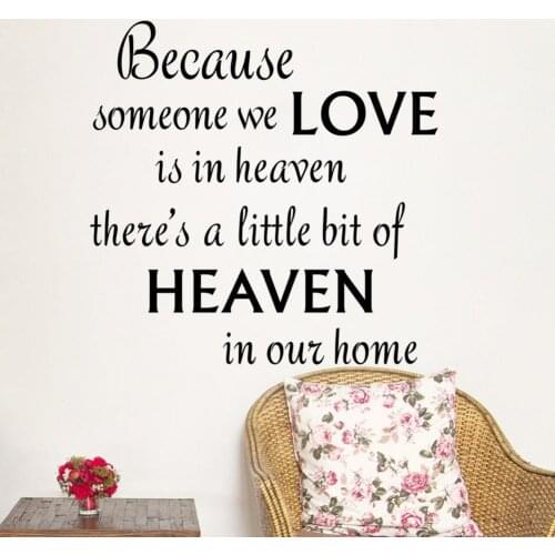 Because Love Heaven Characters Wall Stickers Home Decor Decals Art 2015 Modern Removable TV Background Wall Black PVC 57*36CM