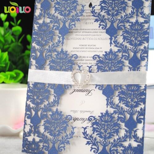 Party Blessing invitation cards,50sets/lot Laser Cut vintage wedding invitation cards
