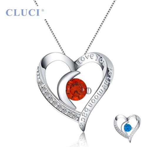 CLUCI Silver 925 Red Heart Pendant Gift for Women Valentine Day Sterling Silver Charms Pendant DP007SB