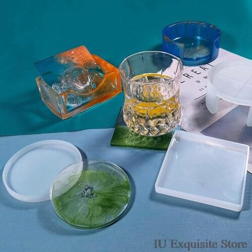 DIY Crystal Epoxy Resin Mold Round Coaster and Coaster Storage Box Silicone Mold