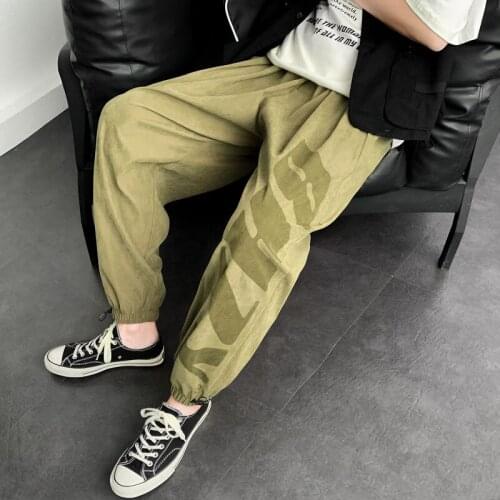 Hip-hop Sports Pants Drawstring Feet Casual Nine-point Trousers Solid Letter Design Harem Pants Wild Loose Four Seasons Pants