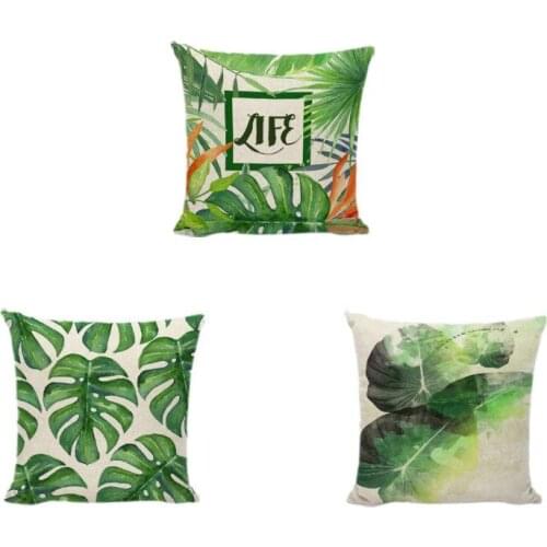 Tropical Plants Green Leaves Cushion Cover Home Decor Living Room Garden Girls Car Beds Outdoor Camping Cotton Linen Pillow Case