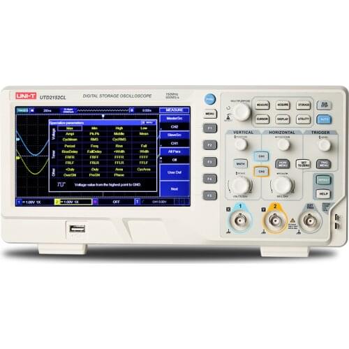 UNI-T UTD2025CL/2052CL/2072CL/2150CL Digital Oscilloscopes 2 channel 25/50/70/150MHZ,7 inches widescreen LCD displays