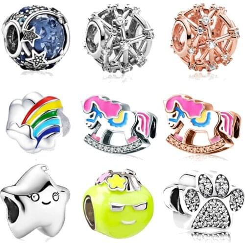 Unique charms diy bead bangle jewelry star constellation rainbow charms Unicorn horse charms fit pandora bracelet for women gift