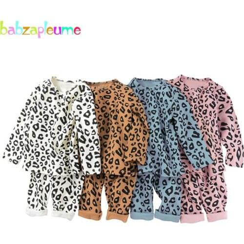 Spring Fall Kids Sleepwear Pajamas Set Casual Fashion Print Long Sleeve Cotton Toddler Tops+Pants Baby Girls Boys Clothes 1927-1