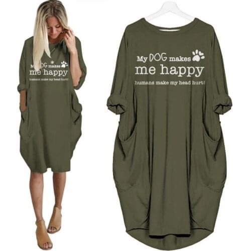 2019 new Fashion T-Shirt for Women funny clothing dog makes me happy Tshirt Tops Graphic Tees Women Off The Shoulder