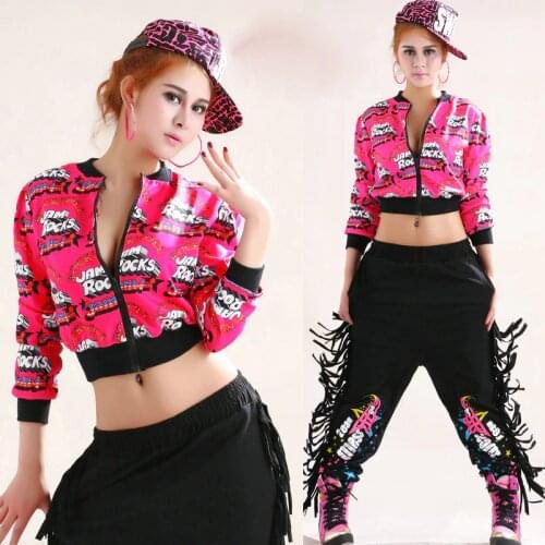 New fashion Jazz ds harem women top women clothing loose ultra-short Tops neon doodle hip-hop hip hop dance costume outwear