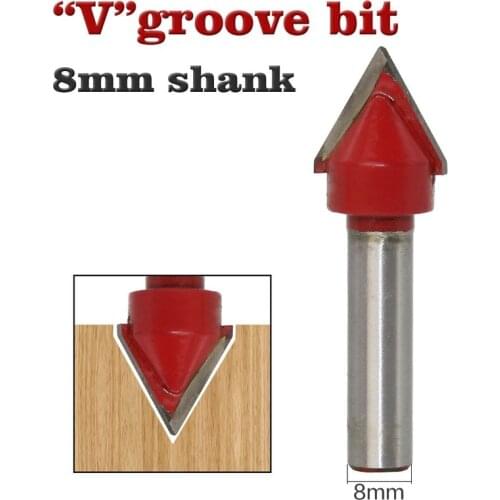 1Pc 8mm V Bit CNC Solid Carbide End Mill Tungsten Steel Woodworking Milling Cutter 3D Wood MDF Router Bit 60 Degrees
