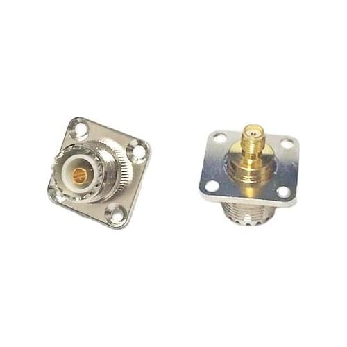 1pc NEW UHF Female Jack to SMA Female Jack RF Coax Adapter convertor 4-hole panel mount Goldplated wholesale