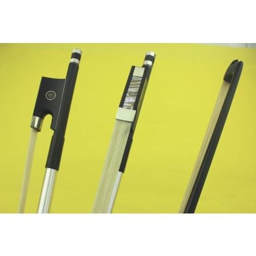 1 pc pro black 4/4 Carbon fiber violin bow straight ebony frog pretty inlay