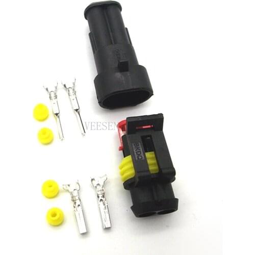 2Pin Female Male DJ7021-1.5-21/11 AMP SuperSeal PA66 Black Waterproof Electrical Automotive Connector Plug For Auto Car