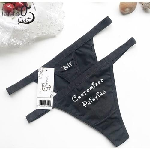 2pcs/lot Sexy DIY Women Cotton Thongs Underwear Custom Printing Logo Brand G String Panties Ladies Underwear Free Shipping