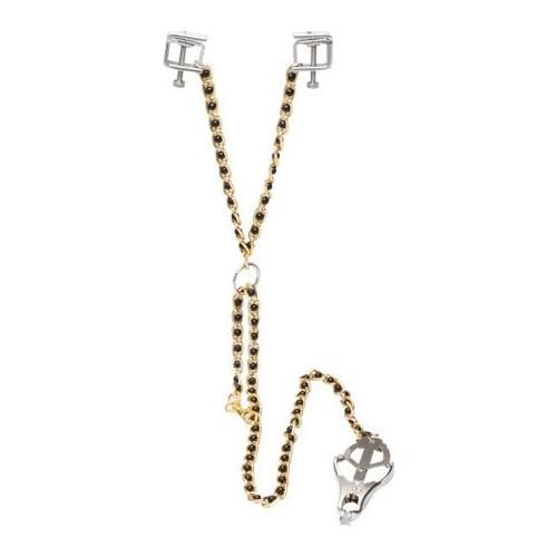 2 in 1 Metal Screw Lock Nipple Clamps&Penis Rings With Adjustable Length,Breast Clip and Massager,cock ring,Adult Games H-643