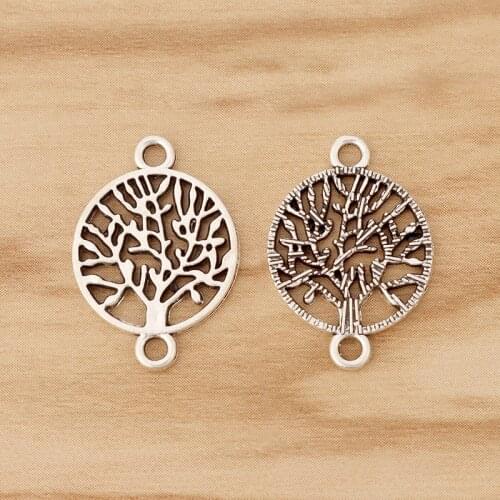 20 Pieces Tibetan Silver Tree Connector Charms for Bracelet Jewellery Making 23x16mm
