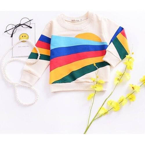 2018 Autumn Winter Baby Girls Hoodies casual Children Rainbow Tassel outerwear Long Sleeve printed Sweatshirt tops kids clothes