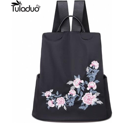 2020 Ethnic Style Embroidered Backpack Oxford Cloth Waterproof Anti-theft Travel Fashion Shoulder Backpacks For Women Girl Bags