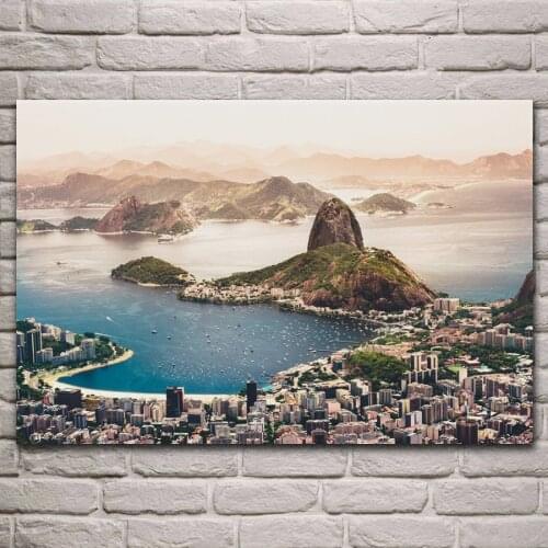 Brazil Cityscape Lake Mountain Rio de Janeiro landscape living room decor home wall art decor wood frame fabric posters KL632