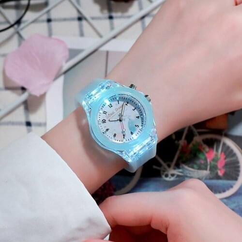Fashion Childrens Luminous Watch Pink Silicone Band Quartz Kids Watches Boys Girls Wristwatch Gifts Student Clock Montre Enfant